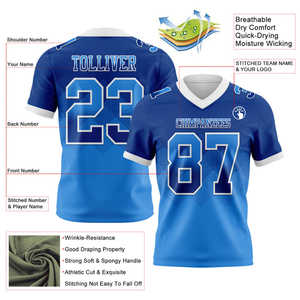 Maillot de football américain en maille pour jeunes avec impression dégradée de motif de drapeau de coupe authentique et uniforme personnalisé de forme carrée - Product Image 2