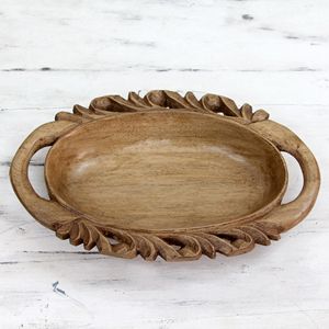 Plateau de service en bois massif fait à la main avec motif de grain naturel et design exquis pour les décorations de service et de cadeau - Product Image 4