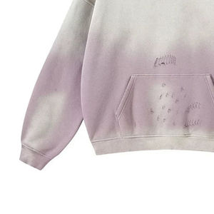 Lavage à l'acide surdimensionné ZipUp en détresse hommes à capuche Streetwear thermique respirant broderie tendance en gros haute qualité ODMOEM - Product Image 3