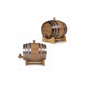 ถังเตกีล่าทำจากไม้ขนาด2ลิตรพร้อมห่วงเคลือบเงาสีดำ - Product Image 1