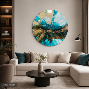 Gold Geode Epoxy Resin Wall Art Round Blue Still Life Abstract Art Handcrafted Decorative <b>for</b> Hotel Home Office Interior Decor - Product Image 1