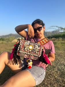 Nouvel arrivage de sacs en coton pour femmes Rajasthani véritable fait à la main Tribal Multi couleur Boho Hippie daim cuir frange gland Banjara - Product Image 5