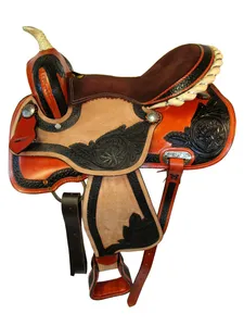 Nuevo estilo Premium cuero genuino Western Barrel Racing Saddle English Horse Saddle para montar a caballo al por mayor disponible - Product Image 3