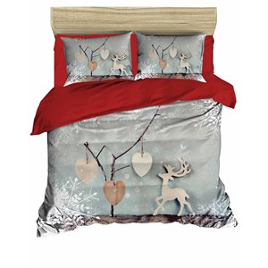Juego de Funda Nórdica Navideña Clásica y Festiva, Ropa de Cama de Algodón Ranforce para el Hogar, Impresión Digital Doble, Elegante Ropa de Cama Navideña - Product Image 3
