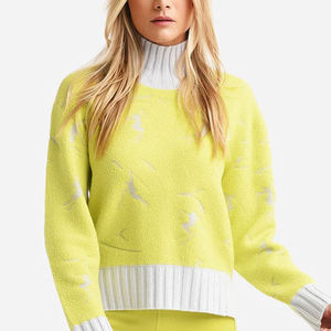 Suéter de mujer bordado personalizado 2025, ropa fina de cuello completo para exteriores para otoño e invierno con colocación de logotipo frontal - Product Image 6