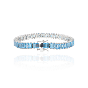 High End 925 Solid Silver Stackable Tennis <b>Bracelet</b> Set Trendy <b>Baguette</b> Blue Topaz Fine Chain Link <b>Bracelets</b> Top Seller Gift for - Product Image 3