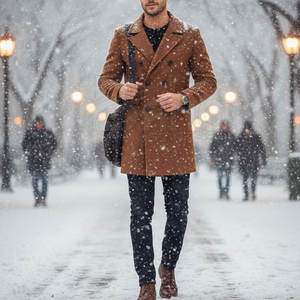 Wholesale Price Custom Made <b>Men</b> Woolen <b>Overcoat</b> <b>Long</b> Coat Eco-Friendly Breathable Lightweight High Quality - Product Image 6