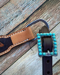 Conjunto de aparejos de cuero genuino para caballo estilo western, ligero, con cabezada, pechera y cierre de hebilla, personalizable, Kaamkaaj - Product Image 4