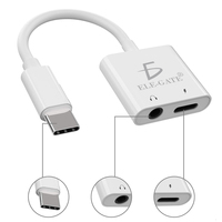 Adaptateur de casque ELE-GATE 2-en-1 double Type C vers prise jack 3,5 mm, neuf, en ABS, modèle WI.JBC039 pour téléphones mobiles