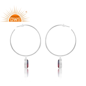 Meilleure vente Boucles d'oreilles créoles en argent sterling bio alexanderite doublet quartz fabricant de bijoux personnalisés - Product Image 2