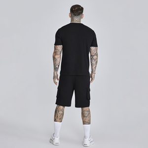 Conjunto de Camiseta Negra de Cuello Redondo y Pantalones Cortos Cargo para Hombre, Marca Index Apparel, Tejido de Algodón Transpirable, Estilo Casual de Verano, 2 Piezas - Product Image 6