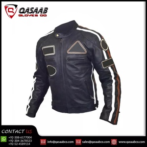 Veste en cuir élégante avec patchs pour filles Veste en cuir de moto pour hommes Impression de logo personnalisé Mot de moto à manches en cuir intégral - Product Image 3