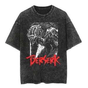 เสื้อยืดหลวมพิมพ์ลาย2024การ์ตูนคลาสสิกญี่ปุ่นขนาดใหญ่ย้อนยุคพิมพ์ลายบนหน้าจอผ้าบาติก