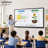 Papan Tulis Interaktif AOOWHAO OEM ODM 55-110 Inci 4K UHD Cahaya Biru Rendah Layar Sentuh Multi-Touch untuk Rapat Perusahaan dan Ruang Kelas