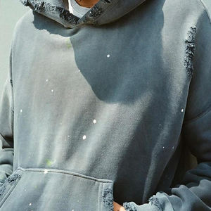 Sun Faded Wash Hoodie Custom 100% Cotton Pullover Oversized Hoodie Vintage Distressed Ripped Sunfaded Acid Wash Hoodies For Men - Product Image 3