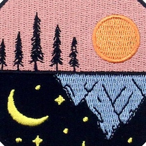Parche Circular Termoadhesivo con Diseño Bordado de Montaña, Bosque, Atardecer, Luna y Estrellas, Decoración de Fieltro No Tejido para Regalo - Product Image 4