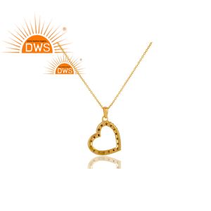 Fait à la main en argent Sterling plaqué or Spessartite grenat pierres précieuses coeur Design pendentif collier Demi Fine fabricant de bijoux - Product Image 3