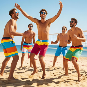 <b>Men's</b> Casual Mid Waist Satin <b>Shorts</b> Solid <b>Pattern</b> Quick Dry Drawstring Closure Comfortable Stylish Summer Outdoor Activities - Product Image 2