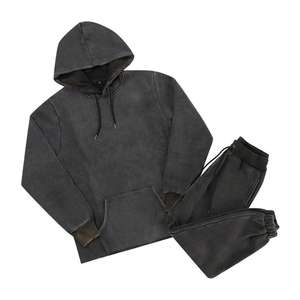 Ensemble 2 pièces de pantalons évasés à manches longues et à cordon de serrage en polaire de qualité supérieure pour hommes pulls à capuche - Product Image 1