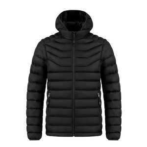 Veste d'hiver matelassée pour homme, col montant, logo sur le devant, décontractée, tissu en toile épais, coupe-vent, veste d'extérieur - Product Image 1