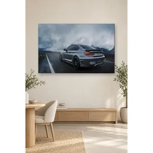 Impression sur toile de la BMW Série 6 grise Fida sur une route de montagne brumeuse - Product Image 4