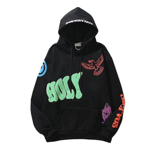 Sweat-shirt à capuche personnalisé pour homme, respirant, en mousse, pull-over brodé en 3D, streetwear d'hiver, coupe décontractée, numérique, 100 % bambou - Product Image 1