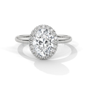925 Sterling <b>Silver</b> Fine Jewelry Oval Cut Halo Moissanite <b>Solitaire</b> <b>Ring</b> Women Prong Setting VVS Clarity Party Weddings - Product Image 2