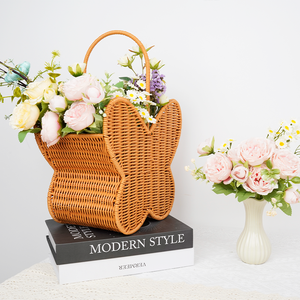 Cesta Tejida de Mimbre de Plástico Vintage con Asa para Picnics y Fiestas - Product Image 5