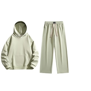 Ensemble de sport décontracté pour hommes Sweat-shirt et pantalon à capuche de couleur unie confortable avec jambe droite Survêtement au design chaud - Product Image 4