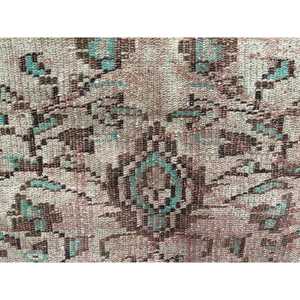 Turkish Vintage Rug 3.9x7.5 ft (120x228 cm), <b>Brown</b> Bordered <b>Wool</b> Rug - Product Image 5