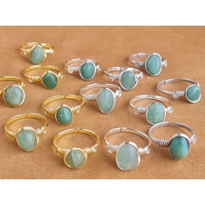 Gold and Silver Plated Fashion <b>Rings</b> with <b>Green</b> Stone for Trendy Retail Displays - Product Image 1