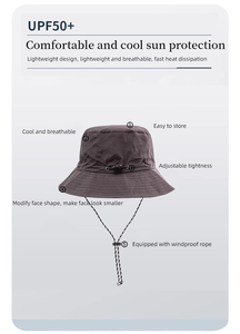 Chapeau seau unisexe à large bord pour les activités de plein air Protection anti-ultraviolet Printemps Été Pêche Cyclisme Vêtements décontractés quotidiens - Product Image 4