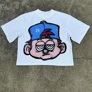 Boxy Fit Seamless 2-Panel Men's Premium 300gsm Heavyweight Cotton Men's T-shirts Oversized Cropped Streetwear Custom Printed DTG - Product Image 5