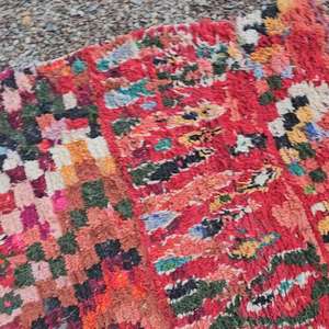 Auténtica Alfombra Marroquí Hecha a Mano, Boucherouite, Estilo Bohemio, Colorida, Vintage, Decoración Artesanal del Atlas - Product Image 1