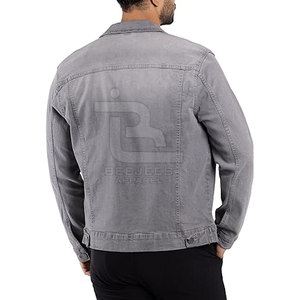 Chaqueta vaquera lavada con ácido para hombre hecha en algodón con logotipo personalizado al por mayor, chaqueta vaquera lavada con ácido transpirable para uso en exteriores para hombre - Product Image 2