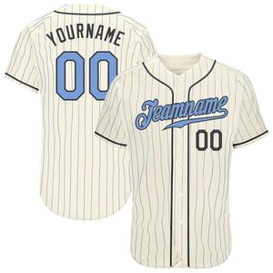 Meilleure vente authentique bleu clair à fines rayures maillot de baseball personnalisé grande taille respirant vêtements d'équipe pour la fête des pères ensembles en acier - Product Image 1