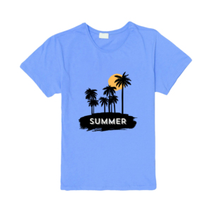 Camiseta de Algodón con Estampado Gráfico de Manga Corta para Mujer, Estilo Casual de Playa, Fácil de Usar, Transpirable, Personalizable, de Longitud Corta, Tejida - Product Image 1