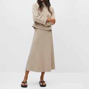 Custom Logo <b>Women's</b> Two-Piece Streetwear Set <b>Turtle</b> <b>Neck</b> Sweatshirts and Above Knee Midi Skirts Fall Clothing 2 Piece Outfits - Product Image 4