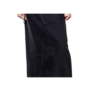 กระโปรงมิดิสีดำ Moon River ลายพิมพ์ไม่สมมาตร ผ้าฝ้ายผสมเดนิม แต่งกระดุม สไตล์ลำลอง ทรงดินสอ ผ้าถักทอ ทรงเข้ารูป - Product Image 3