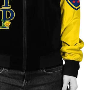 Veste en satin Sigma Gamma Rho SGRho grecque 1922, noir et or, style bomber, style universitaire, mode féminine - Product Image 4