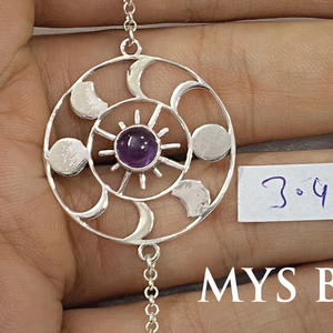 Pulsera de Plata de Ley 925 de diseño único con piedras preciosas, joyería fina ligera hecha a mano para mujer, regalo al por mayor - Product Image 2