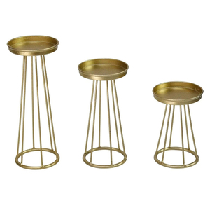 New Handmade Letterpress Printed Tabletop Decoration Iron Ring Candlestick Holder Gold Color Modern Style <b>Taper</b> <b>Candle</b> Home - Product Image 4