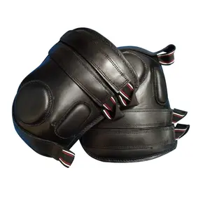 Polo & Ridding护膝皮革100% 真正的黑色高品质皮革3带