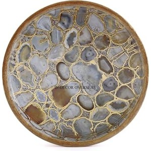 Posavasos Diseñador Esmalte Acabado Aspecto atractivo Forma redonda Mejor calidad Artículos de comida hechos de madera Bandeja para servir al precio más bajo - Product Image 1