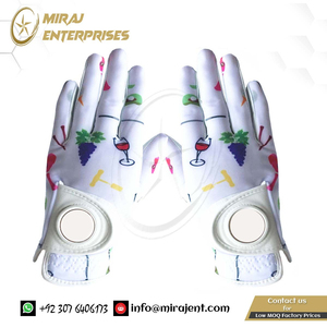 ถุงมือกอล์ฟเนื้อนิ่มระบายอากาศได้ดีพิมพ์ลายสีแฟชั่นสำหรับผู้หญิงถุงมือหนังแกะทั้งสองข้างซ้ายขวาพร้อมเครื่องหมายลูกที่ถอดออกได้ - Product Image 3