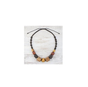 Collar de Madera Natural con Cuentas de Diamantes, Estilo Personalizable, Tamaño Ajustable, Joyería de Moda para Mujer, Regalo en Oferta - Product Image 3