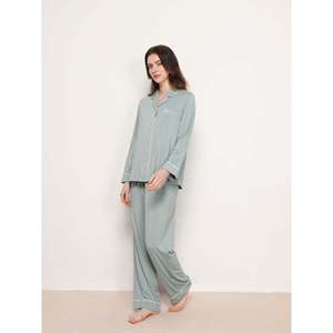 Conjunto de Pijama de Manga Larga para Mujer, Ropa de Bambú, Modal Suave con Spandex, Logotipo Personalizable, Conjuntos de Loungewear para Mujer, Tallas Grandes, Venta al Por Mayor - Product Image 4