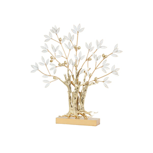 Centro de mesa decorativo de alta calidad, arte de rama de flor dorada de Metal con Base plateada para artículos de decoración del hogar personalizables interiores - Product Image 5