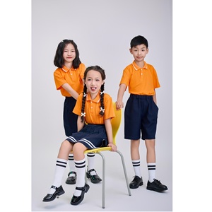 Polo en polyester pour enfants d'école primaire, en tricot spandex 50D, uniforme vietnamien FMF (orange) - Product Image 6