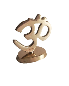 2 Inch Gold Metal Statue Brass Hindu Religious Symbol 'Om' Idol Car Dashboard <b>Mandir</b> Pooja Murti Home Decor Office Showpiece - Product Image 1